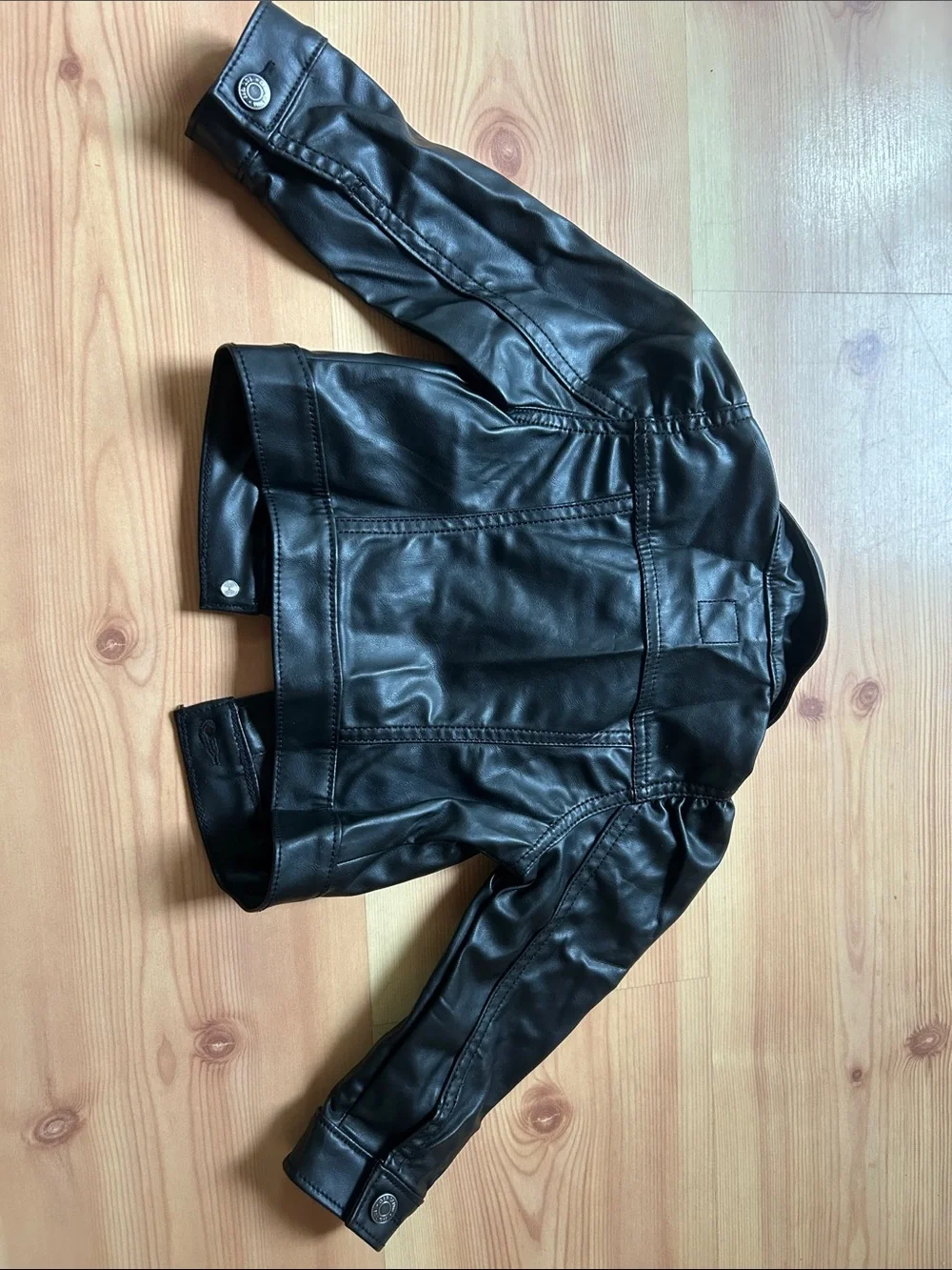 GAP Kids Black Faux Leather Jean Jacket